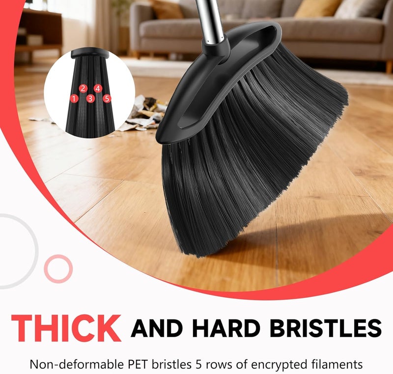 EZKEY Heavy Duty Broom, 54-inch Adjustable Long Handle Angle Brooms Large Brooms for Sweeping Indoor and Outdoor Commercial Broom for Home Kitchen Patio Garage Porch Courtyard Classroom, Black - Image 3